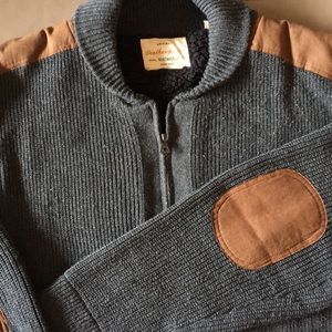 Heavy collared sweater with elbow patches
